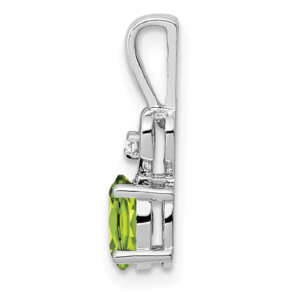Sterlingsilber Rhodiniert Peridot & Diamant. Anhänger