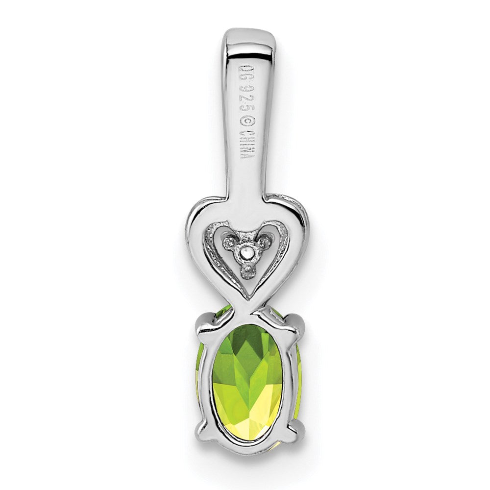 Sterlingsilber Rhodiniert Peridot & Diamant. Anhänger