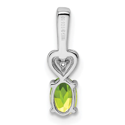 Sterlingsilber Rhodiniert Peridot & Diamant. Anhänger