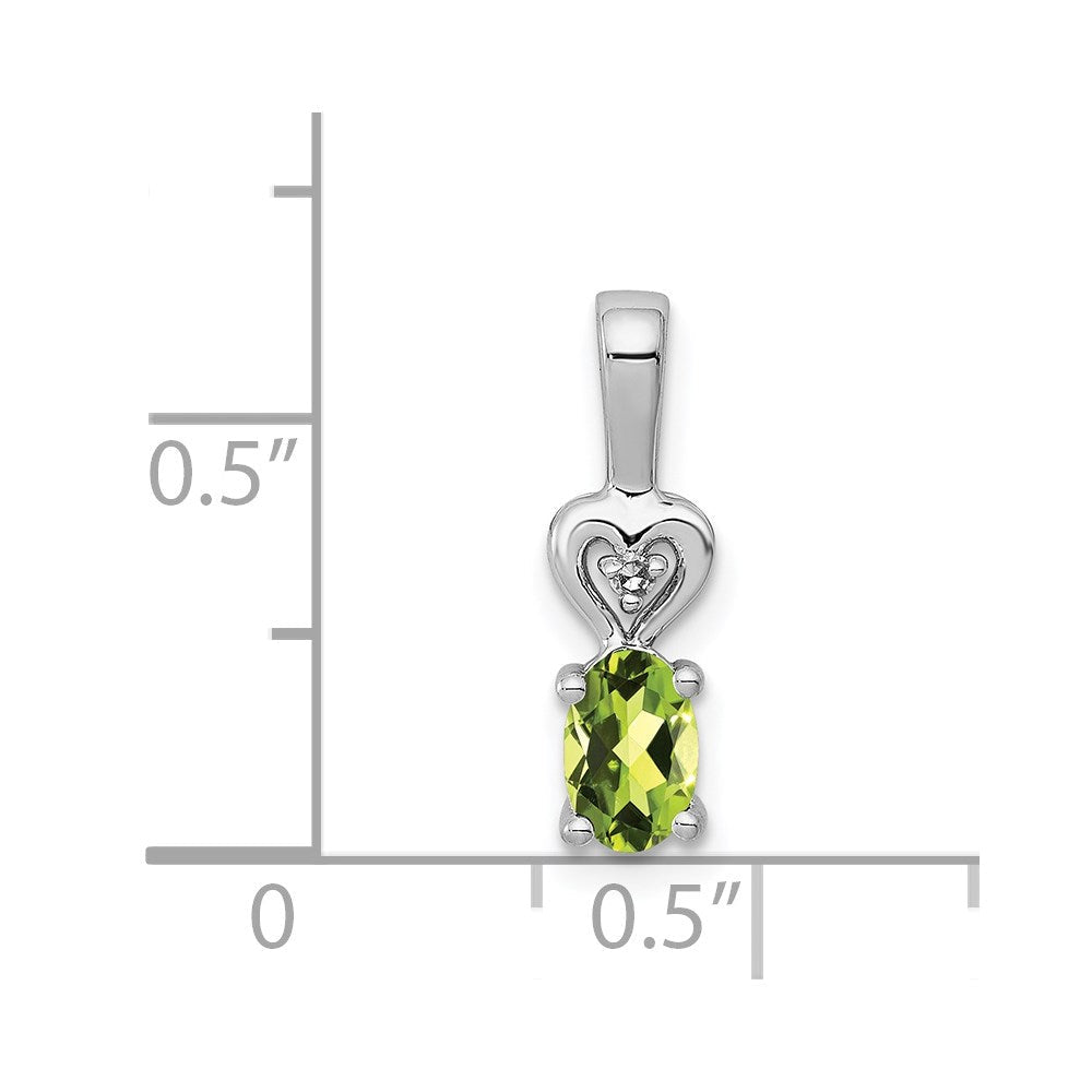 Sterlingsilber Rhodiniert Peridot & Diamant. Anhänger