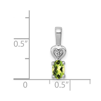 Sterlingsilber Rhodiniert Peridot & Diamant. Anhänger