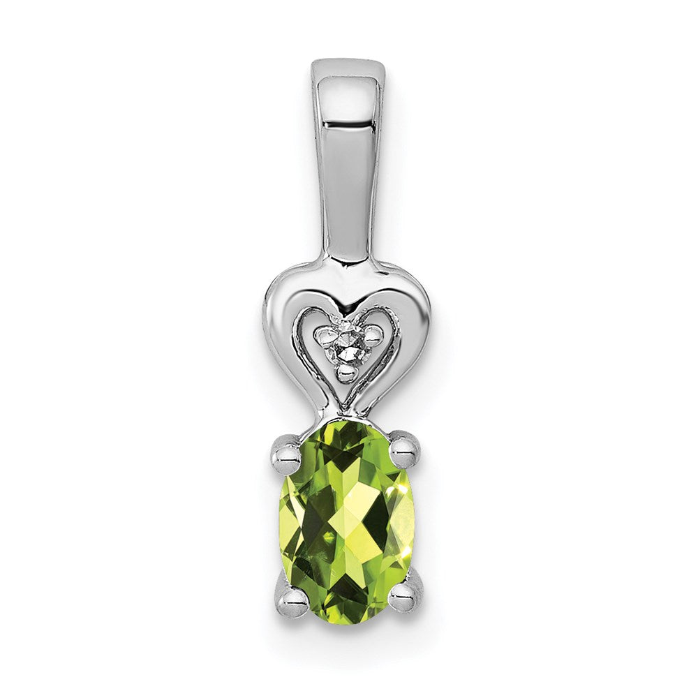 Sterlingsilber Rhodiniert Peridot & Diamant. Anhänger