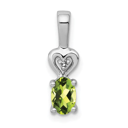 Sterlingsilber Rhodiniert Peridot & Diamant. Anhänger