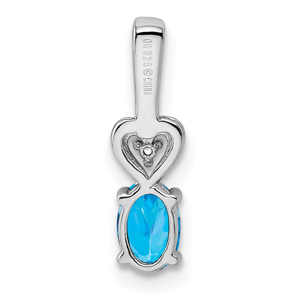 Sterlingsilber Rhodiniert Licht Schweizer Blautopas & Diamant. Anhänger