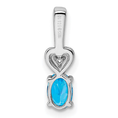 Sterlingsilber Rhodiniert Licht Schweizer Blautopas & Diamant. Anhänger