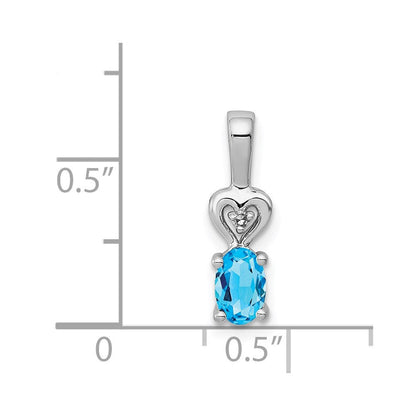 Sterlingsilber Rhodiniert Licht Schweizer Blautopas & Diamant. Anhänger
