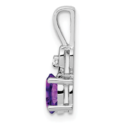 Sterlingsilber Rhodiniert Amethyst & Diamant. Anhänger