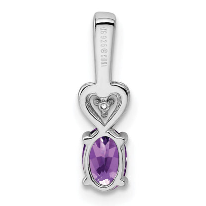 Sterlingsilber Rhodiniert Amethyst & Diamant. Anhänger