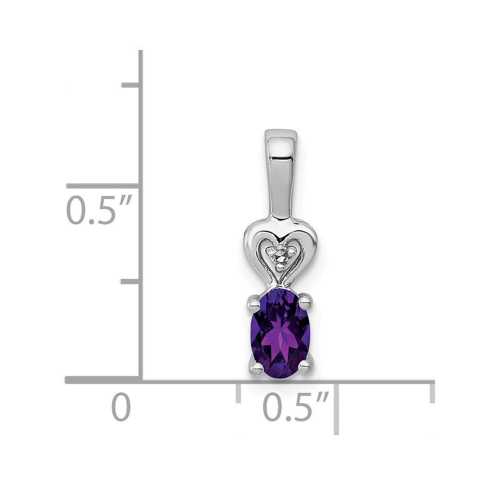 Sterlingsilber Rhodiniert Amethyst & Diamant. Anhänger