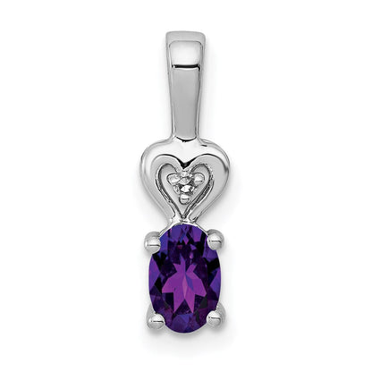 Sterlingsilber Rhodiniert Amethyst & Diamant. Anhänger