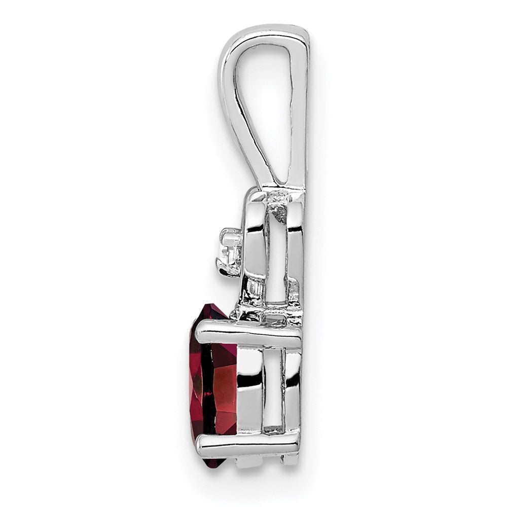 Sterlingsilber Rhodiniert Granat & Diamant. Anhänger