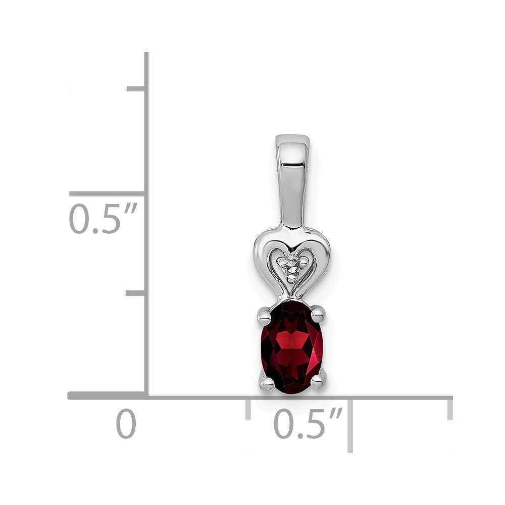 Sterlingsilber Rhodiniert Granat & Diamant. Anhänger