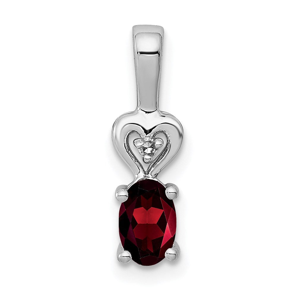 Sterlingsilber Rhodiniert Granat & Diamant. Anhänger