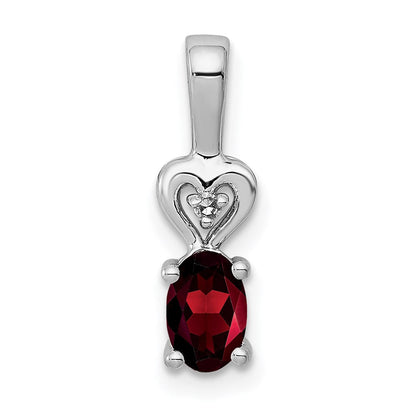 Sterlingsilber Rhodiniert Granat & Diamant. Anhänger