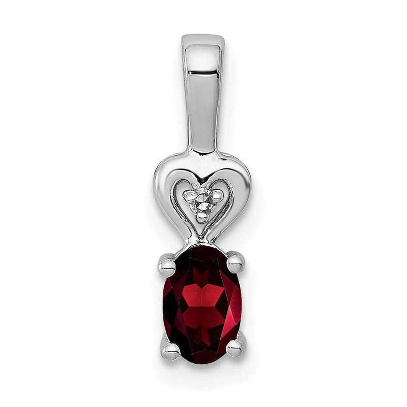 Sterlingsilber Rhodiniert Granat & Diamant. Anhänger