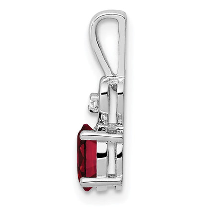 Sterlingsilber Rhodiniert Erzeugt Rubin & Diamant. Anhänger