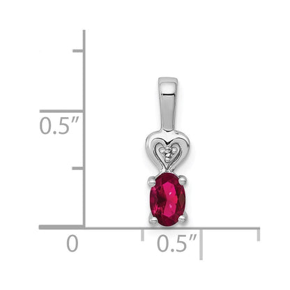 Sterlingsilber Rhodiniert Erzeugt Rubin & Diamant. Anhänger