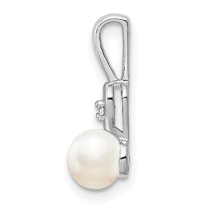 Sterlingsilber Rhodiniert Fw Zuchtperle & Diamant. Anhänger