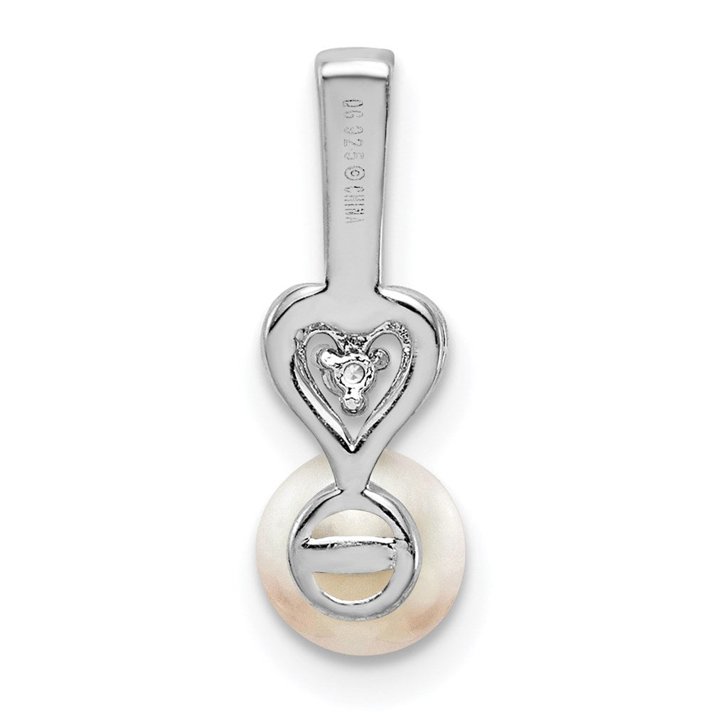 Sterlingsilber Rhodiniert Fw Zuchtperle & Diamant. Anhänger