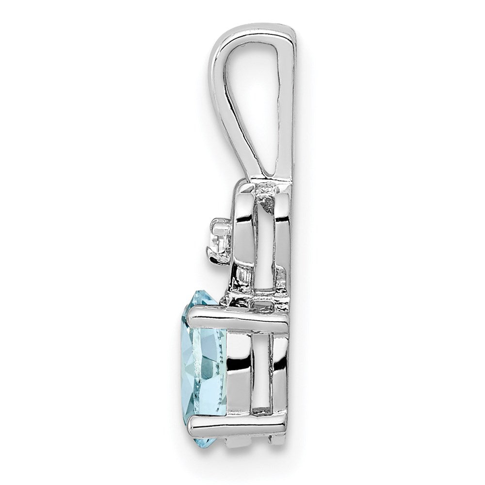 Sterlingsilber Rhodiniert Aquamarin & Diamant. Anhänger