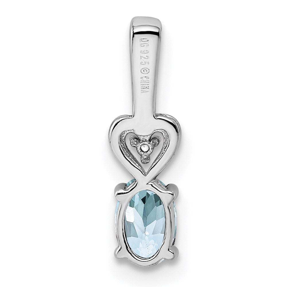 Sterlingsilber Rhodiniert Aquamarin & Diamant. Anhänger