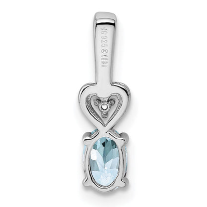 Sterlingsilber Rhodiniert Aquamarin & Diamant. Anhänger