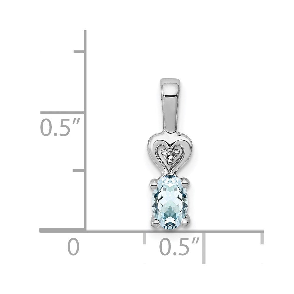 Sterlingsilber Rhodiniert Aquamarin & Diamant. Anhänger