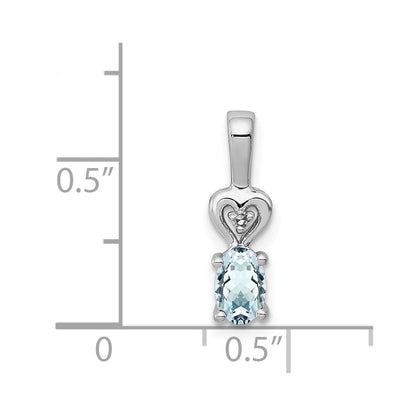 Sterlingsilber Rhodiniert Aquamarin & Diamant. Anhänger