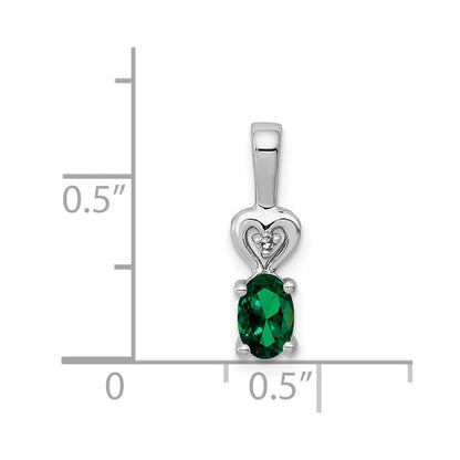 Sterlingsilber Rhodiniert Erzeugt Smaragd & Diamant. Anhänger