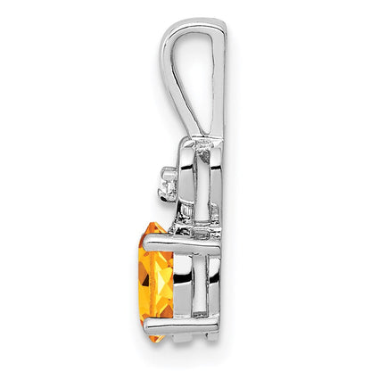 Sterlingsilber Rhodiniert Citrin & Diamant. Anhänger