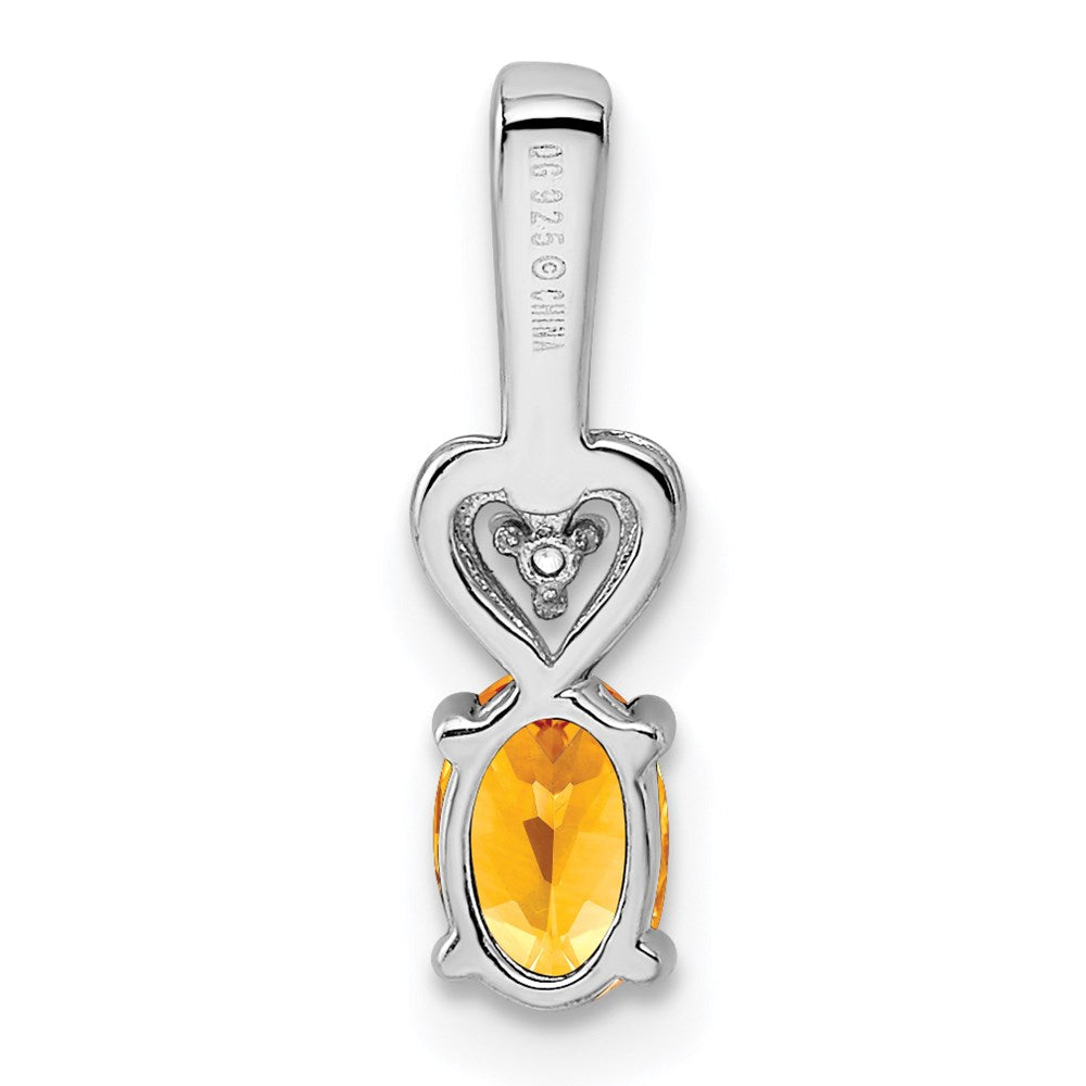 Sterlingsilber Rhodiniert Citrin & Diamant. Anhänger