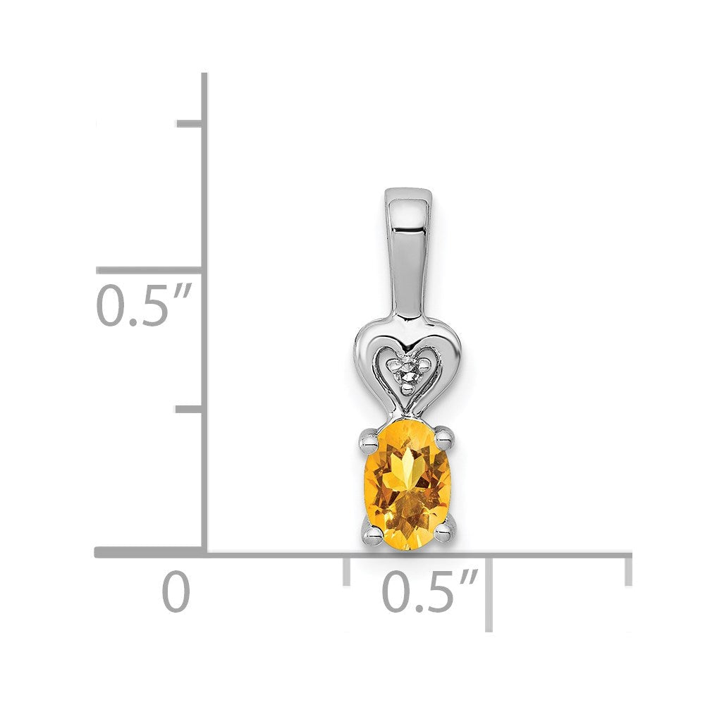 Sterlingsilber Rhodiniert Citrin & Diamant. Anhänger