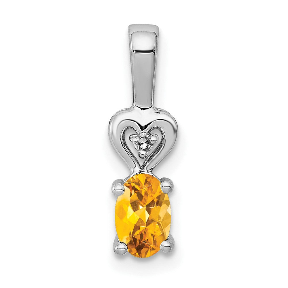 Sterlingsilber Rhodiniert Citrin & Diamant. Anhänger