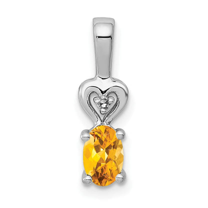 Sterlingsilber Rhodiniert Citrin & Diamant. Anhänger