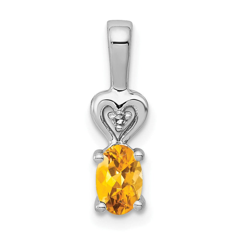 Sterlingsilber Rhodiniert Citrin & Diamant. Anhänger