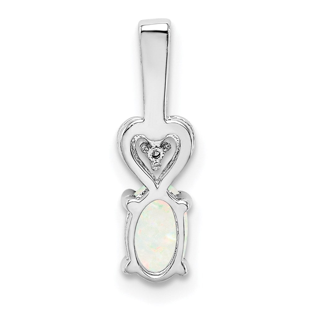 Sterlingsilber Rhodiniert Erzeugt Opal & Diamant. Anhänger