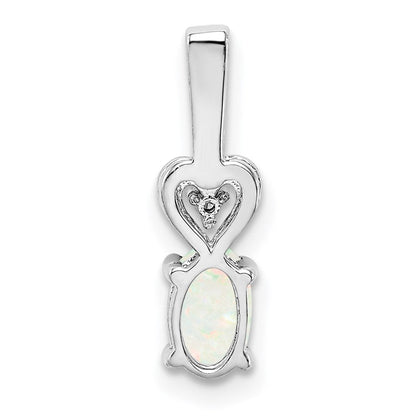 Sterlingsilber Rhodiniert Erzeugt Opal & Diamant. Anhänger
