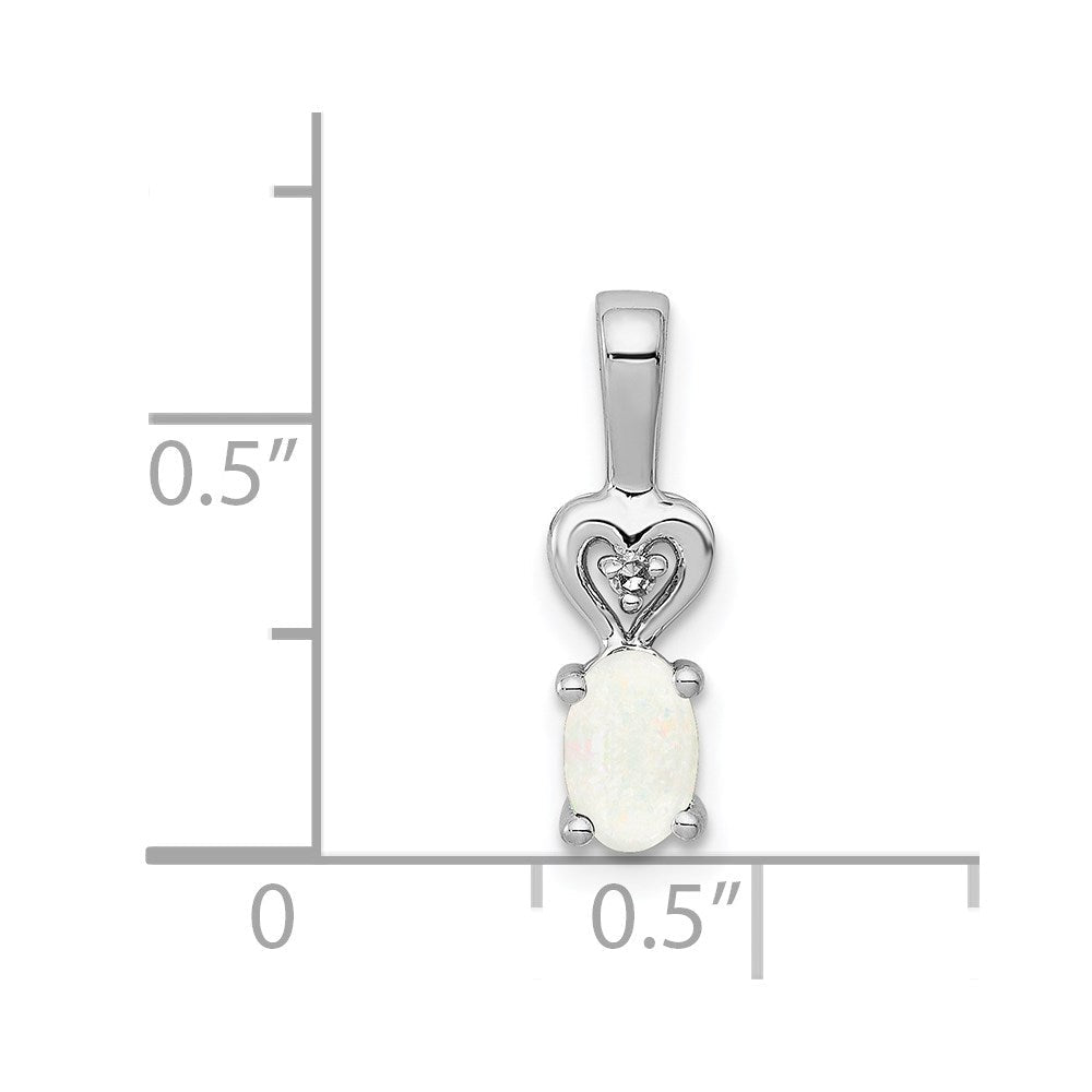 Sterlingsilber Rhodiniert Erzeugt Opal & Diamant. Anhänger