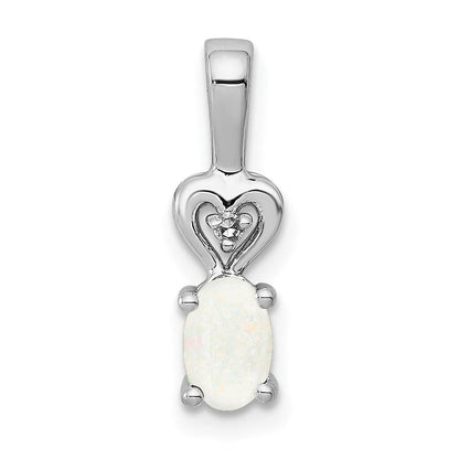 Sterlingsilber Rhodiniert Erzeugt Opal & Diamant. Anhänger