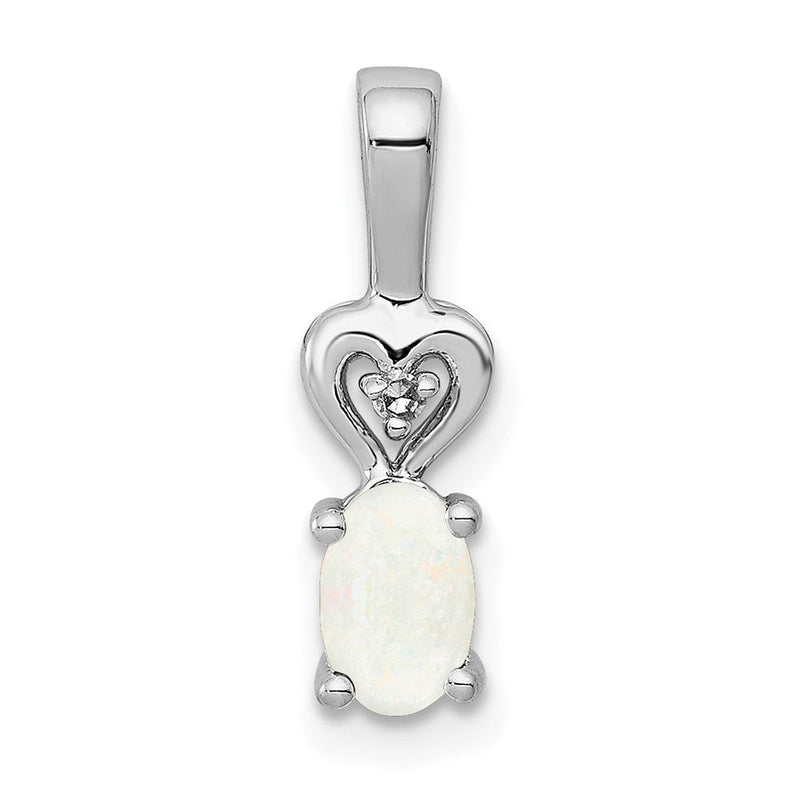 Sterlingsilber Rhodiniert Erzeugt Opal & Diamant. Anhänger