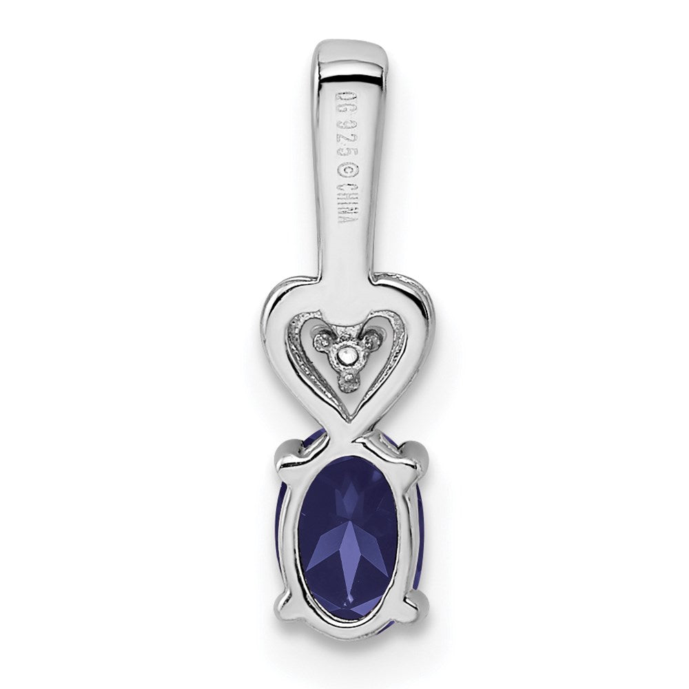 Sterlingsilber Rhodiniert Erzeugt Saphir & Diamant. Anhänger