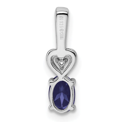 Sterlingsilber Rhodiniert Erzeugt Saphir & Diamant. Anhänger