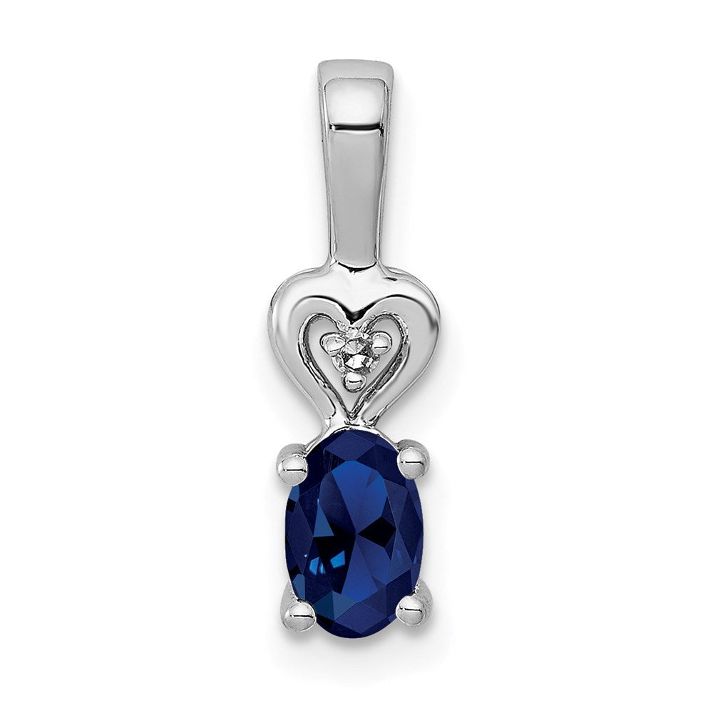 Sterlingsilber Rhodiniert Erzeugt Saphir & Diamant. Anhänger