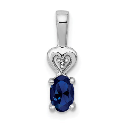 Sterlingsilber Rhodiniert Erzeugt Saphir & Diamant. Anhänger