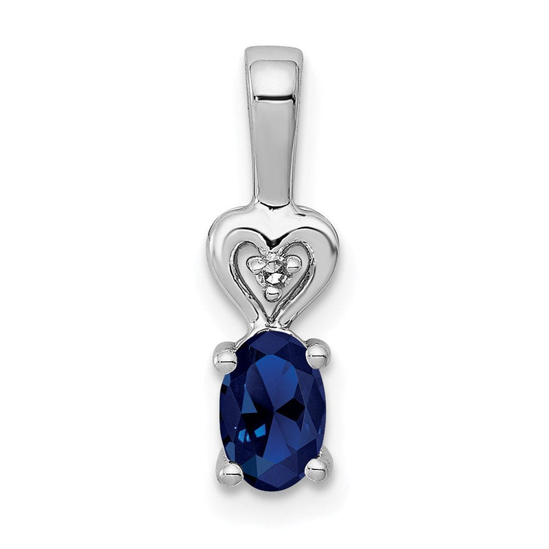 Sterlingsilber Rhodiniert Erzeugt Saphir & Diamant. Anhänger