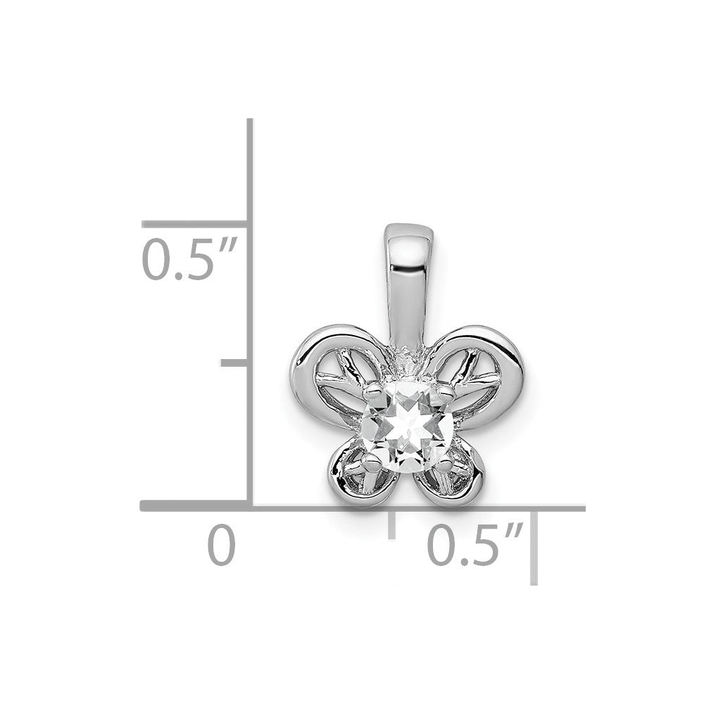 Sterlingsilber Rhodiniert Weiß Topas Anhänger