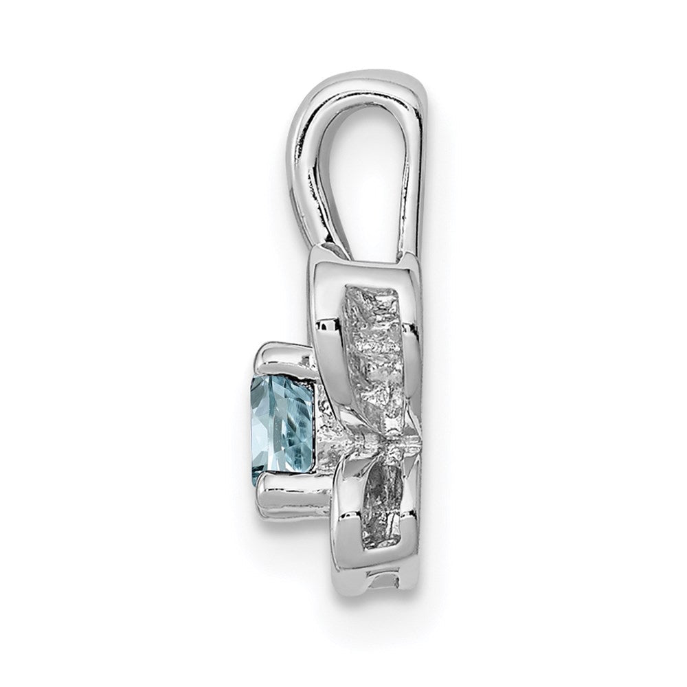Sterlingsilber Rhodiniert Aquamarin Anhänger