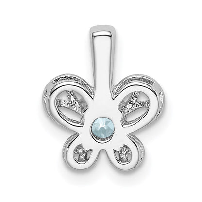 Sterlingsilber Rhodiniert Aquamarin Anhänger