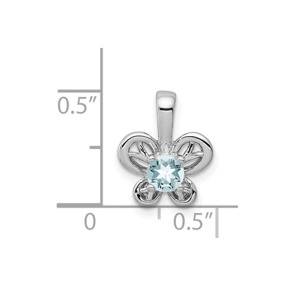 Sterlingsilber Rhodiniert Aquamarin Anhänger