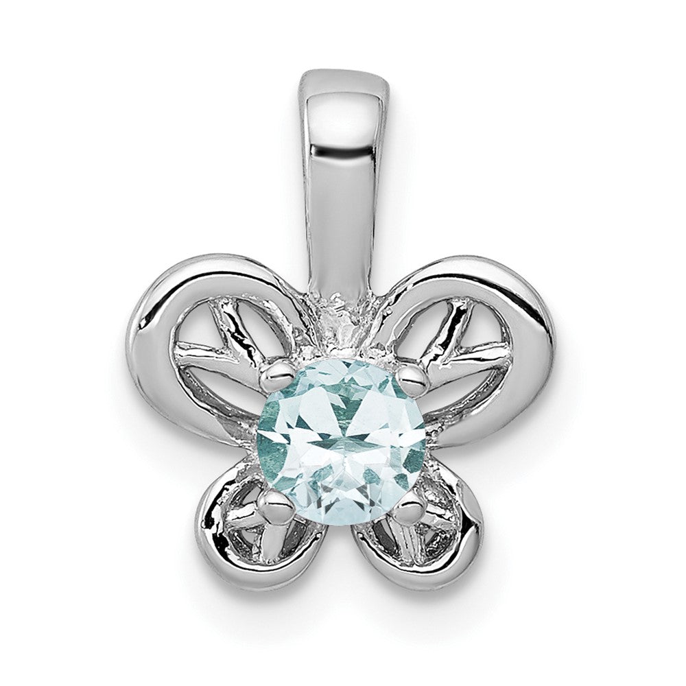 Sterlingsilber Rhodiniert Aquamarin Anhänger